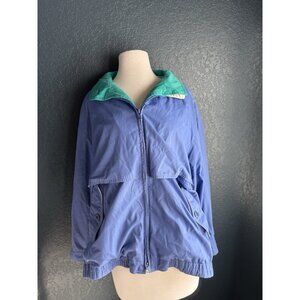 Vintage 80s 90s London Fog Coat Light Blue Green Women’s Sz L Funky Inner Print